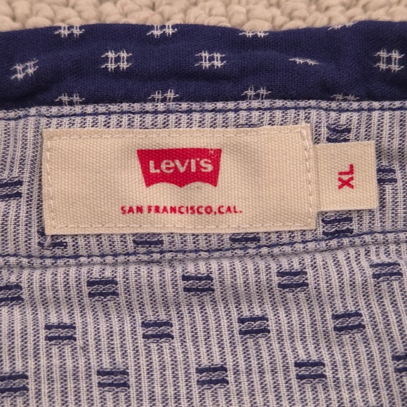Levis Long Sleeve Button Up Shirt Hashtag AOP Blue Mens XL Cotton‎ - Picture 4 of 8